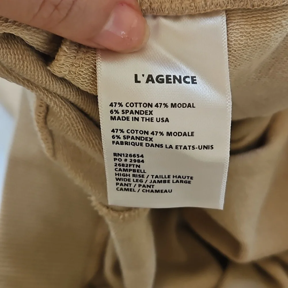 🌸L'AGENCE Campbell Beige‎ Ribbed Waistband Pants